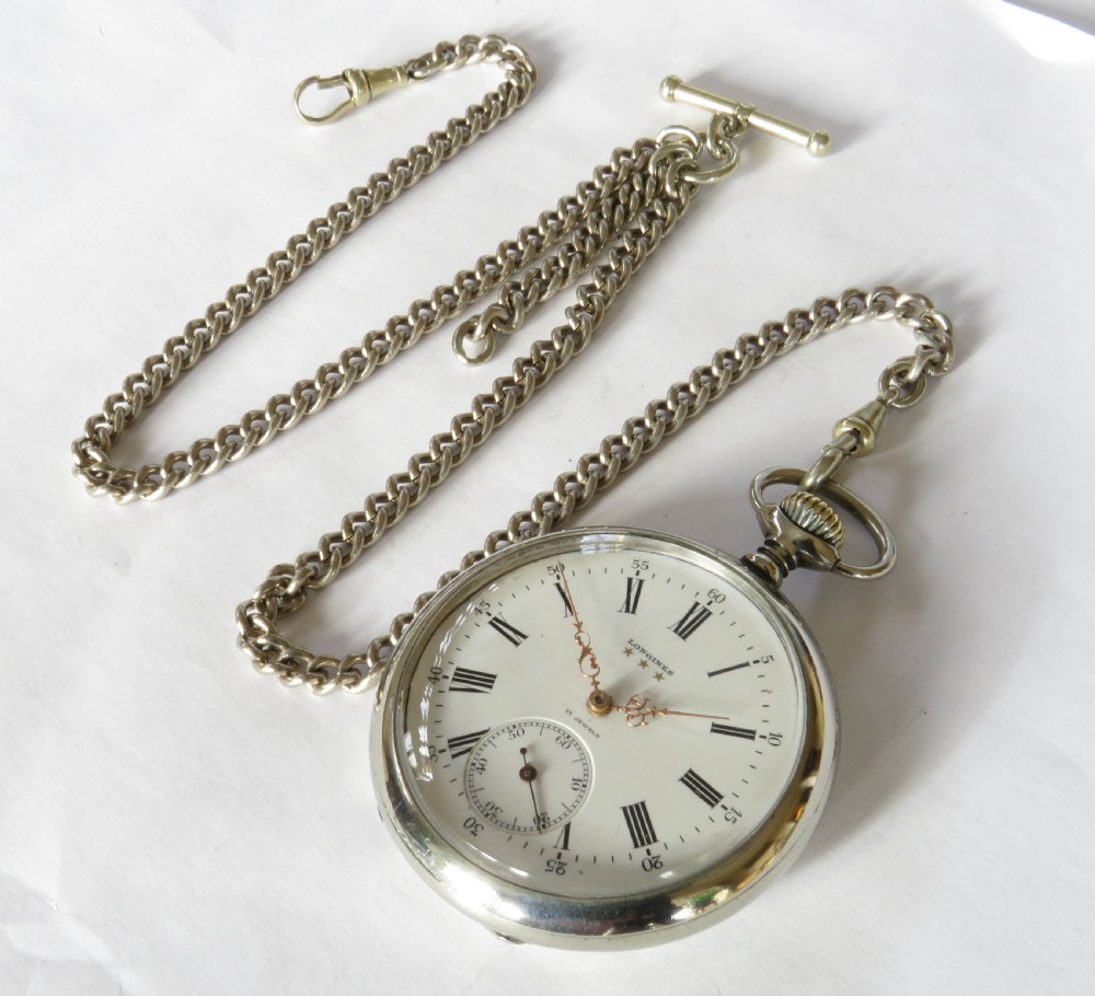 Antique 1928 Longines pocket watch and chain View II