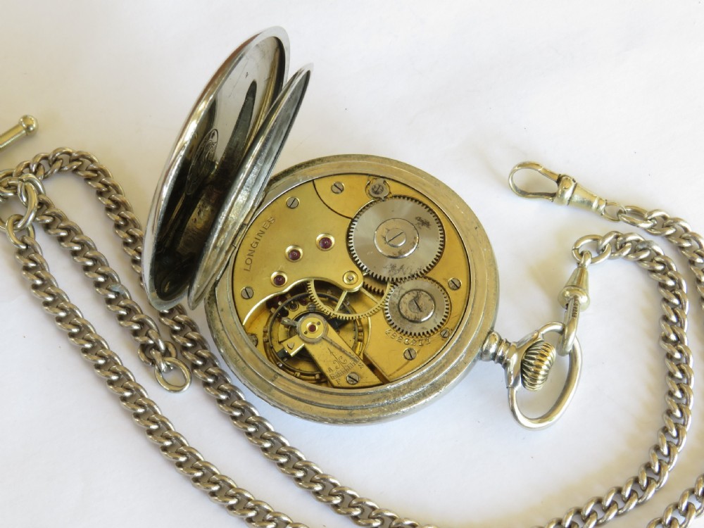 Antique 1928 Longines pocket watch and chain View III