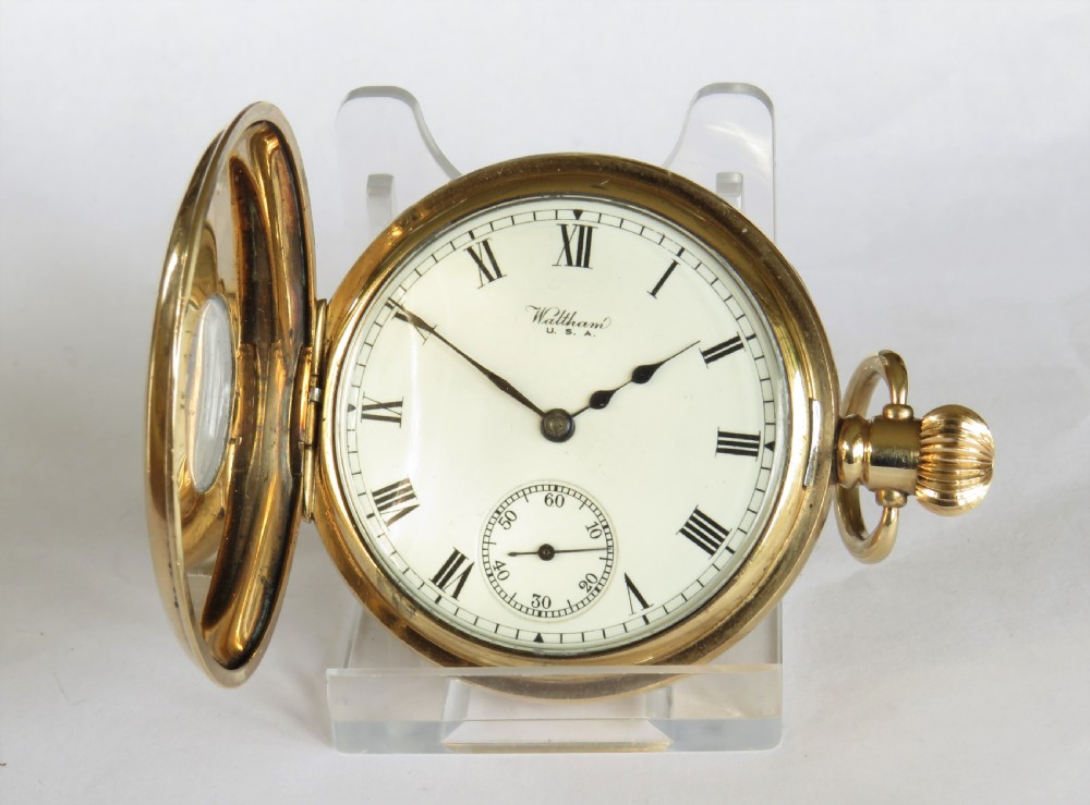Antique Waltham Traveler half hunter pocket watch View II