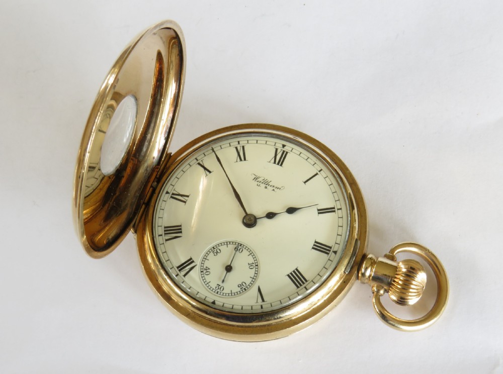 Antique Waltham Traveler half hunter pocket watch View III