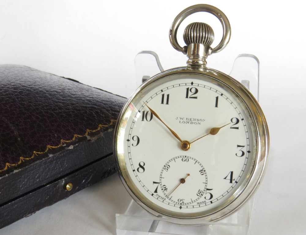 Antique silver pocket watch from J W Benson