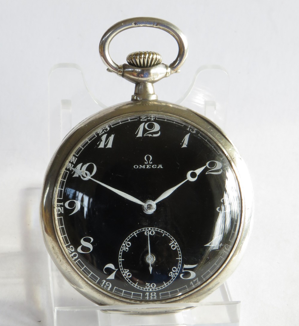Antique silver Omega pocket watch View II