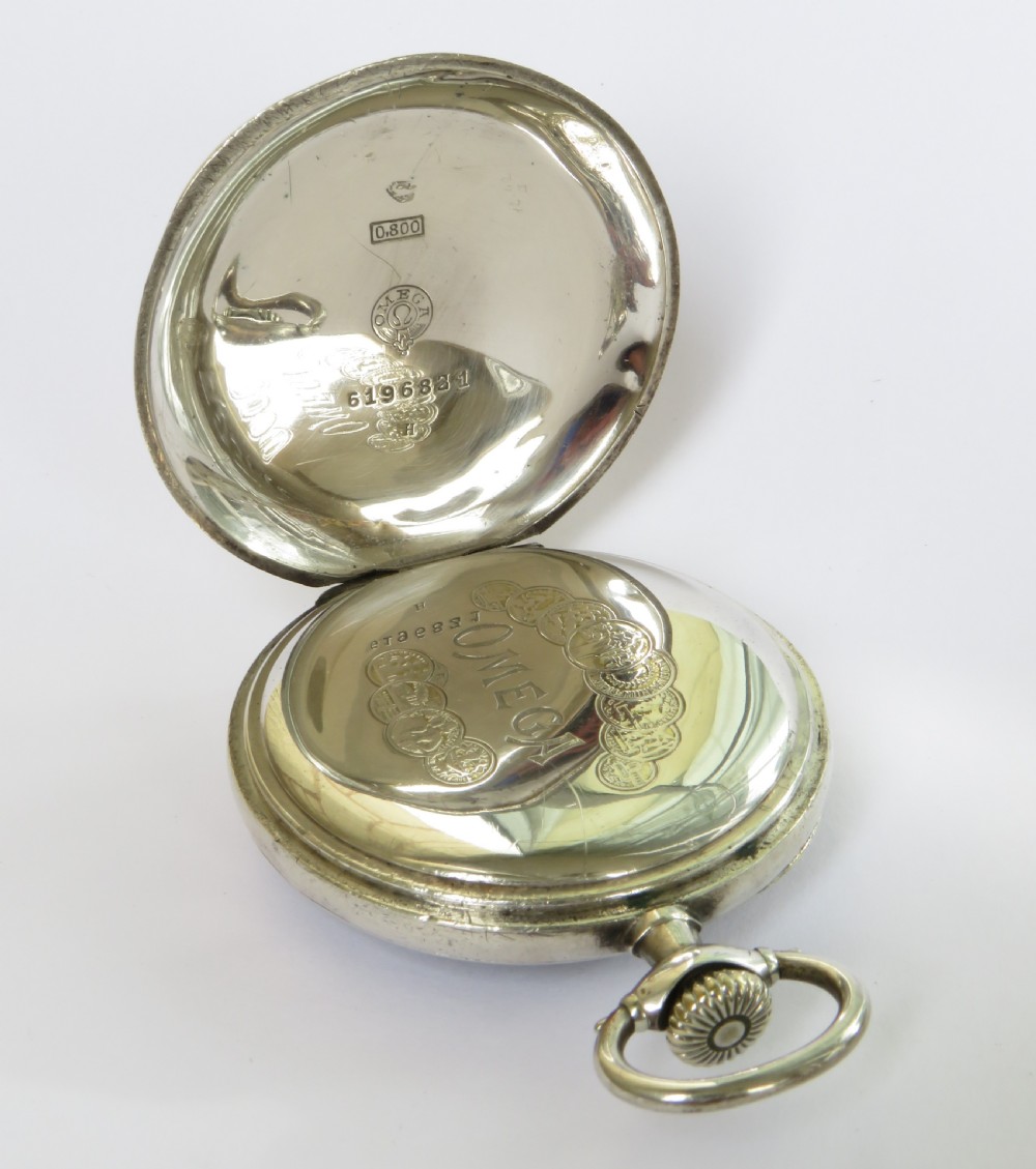 Antique silver Omega pocket watch View III