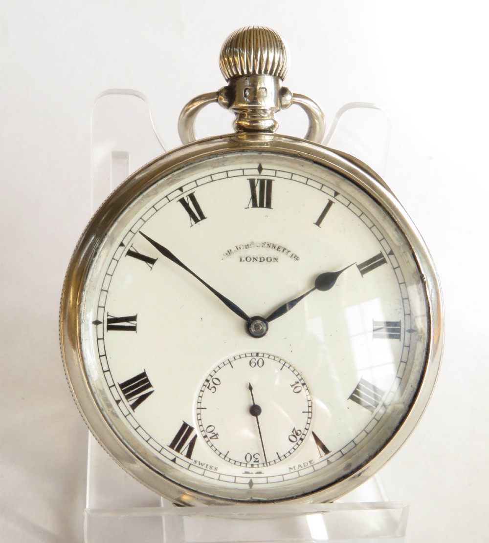 Antique silver Minerva pocket watch, 1924 View II