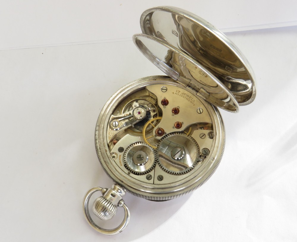 Antique silver Minerva pocket watch, 1924 View III