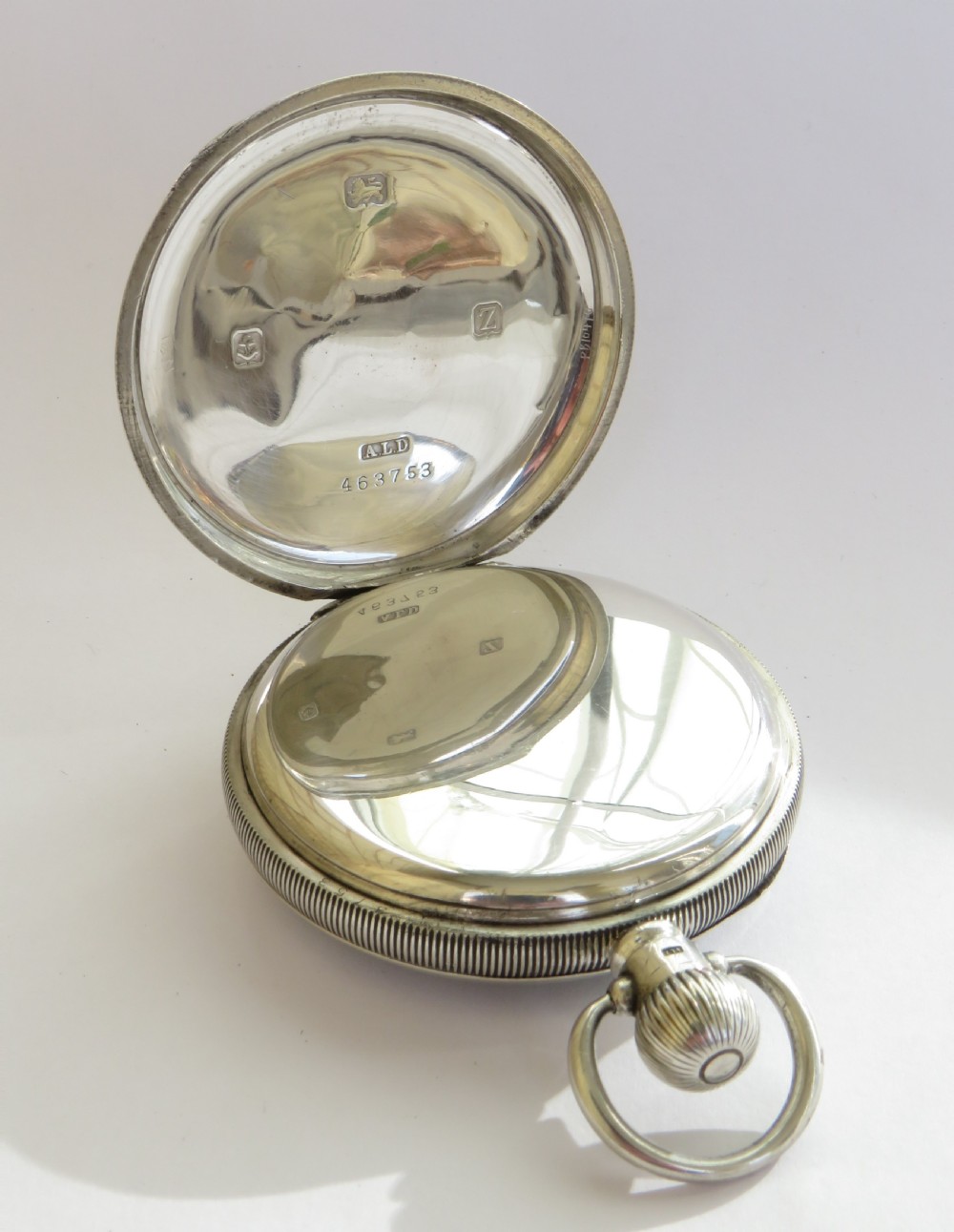Antique silver Minerva pocket watch, 1924 View IV
