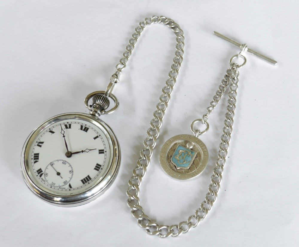 1935 silver pocket watch and chain View II