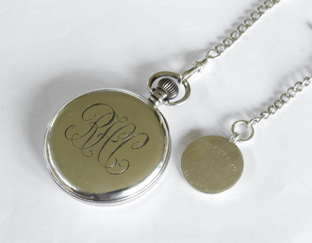 1935 silver pocket watch and chain View III