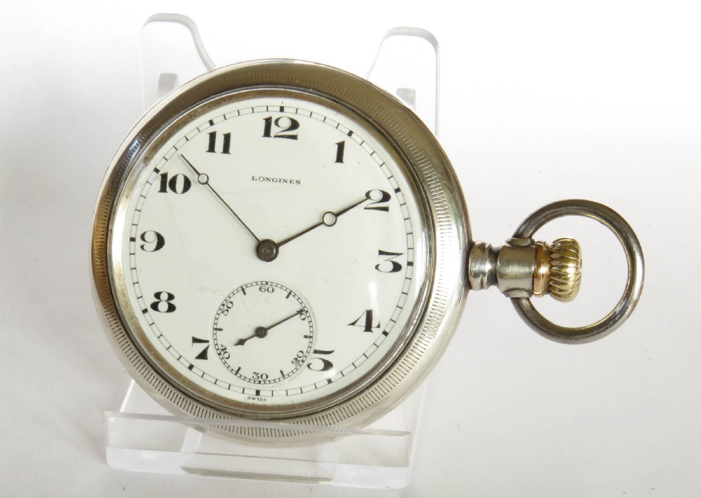 Antique silver Longines pocket watch
