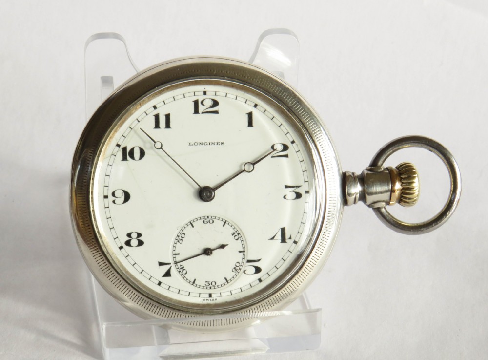 Antique silver Longines pocket watch View II