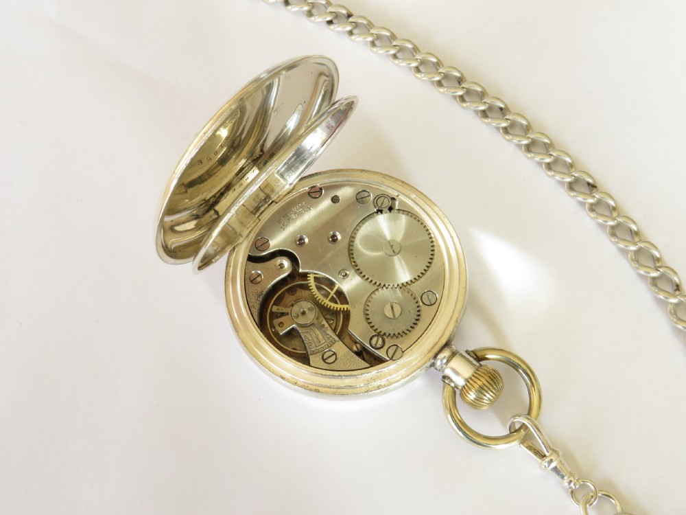 Antique silver Record pocket watch and chain View III