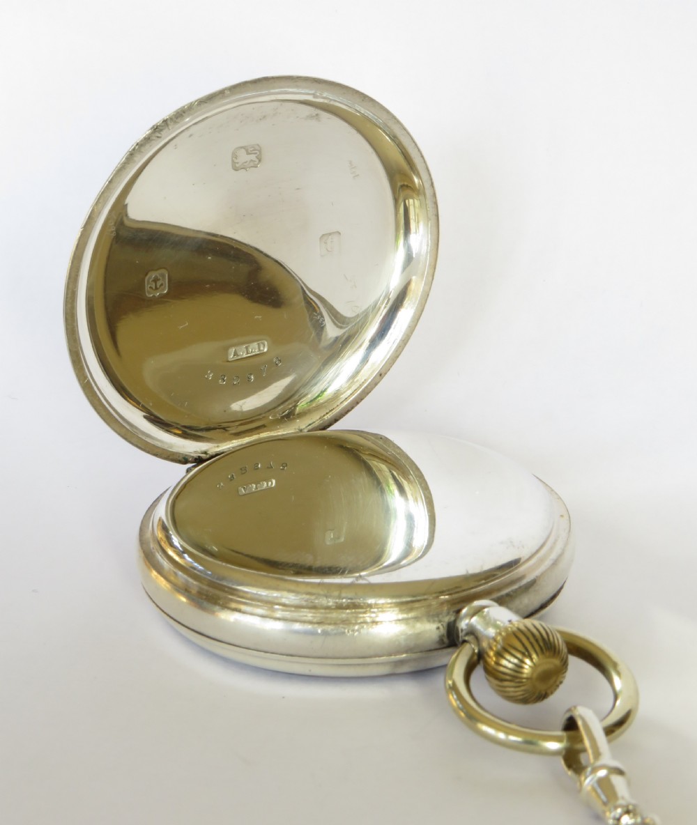 Antique silver Record pocket watch and chain View IV