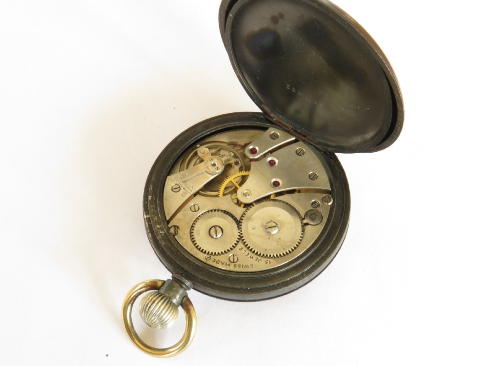1920s John Elkan gun metal “Colonial” pocket watch View III