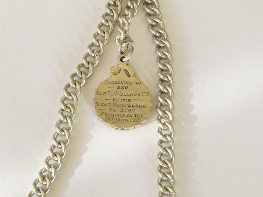 Antique silver double albert with heavy RAOB fob View III