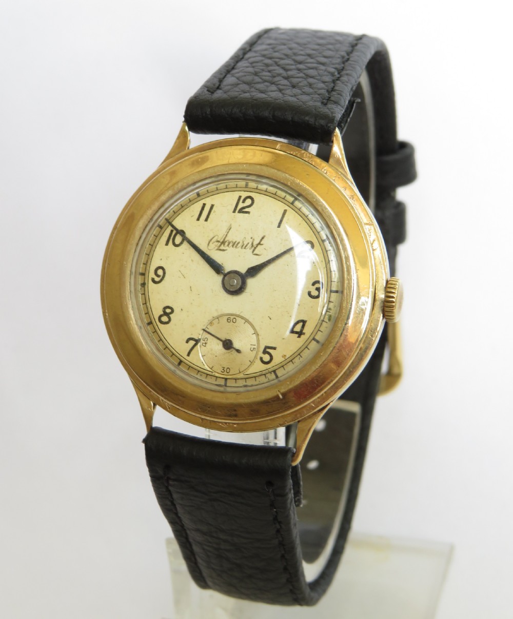 Gents 9ct gold Accurist wrist watch, 1945 View III