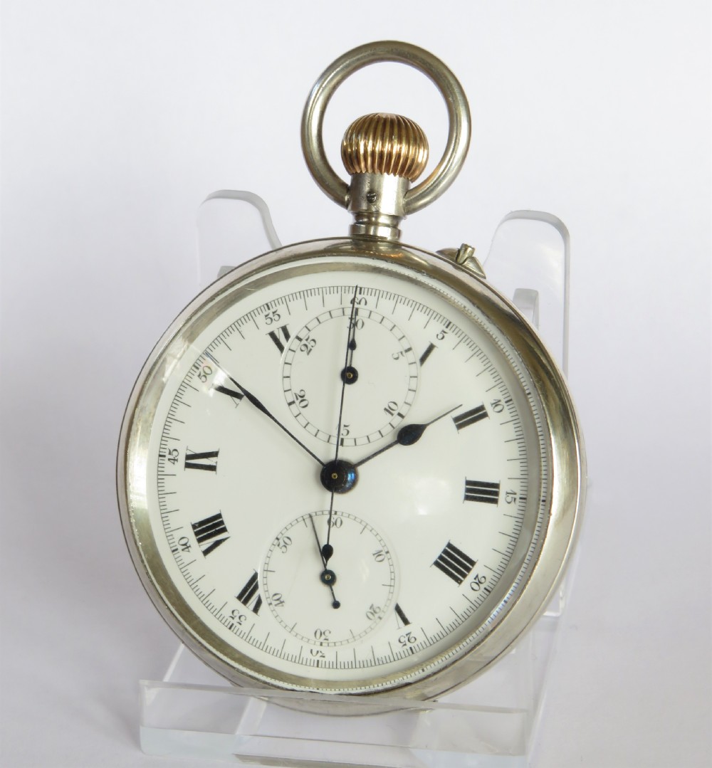 Silver chronograph pocket watch, 1917