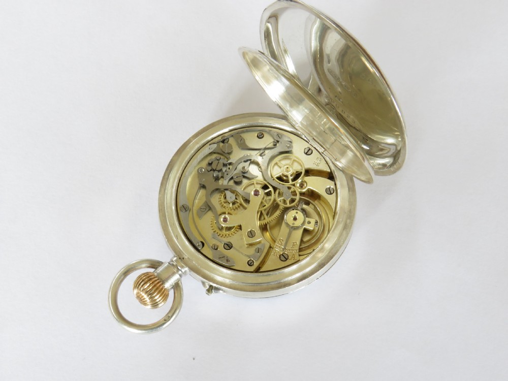 Silver chronograph pocket watch, 1917 View III
