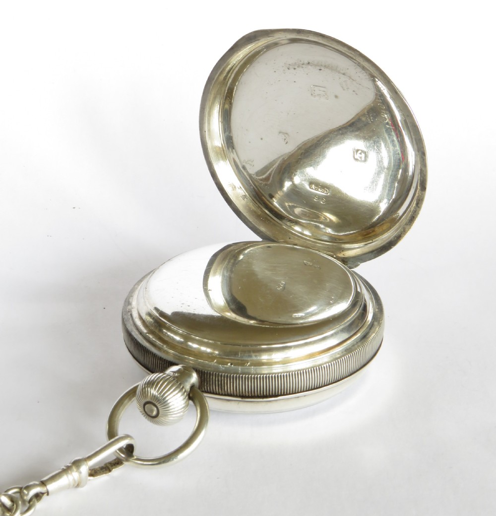 Antique silver Waltham Sterling pocket watch & chain View IV