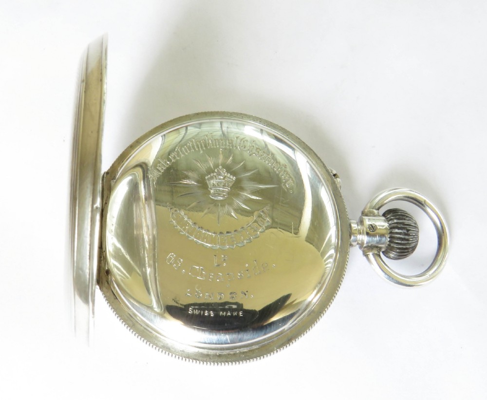 Antique silver Sir John Bennett Longines watch View IV