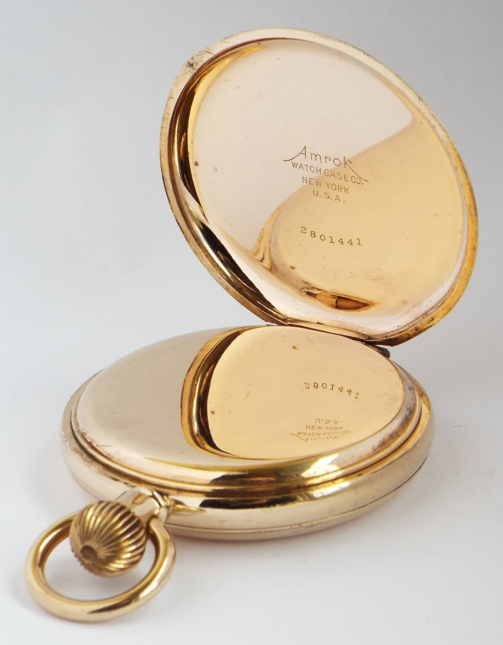 Antique 1907 Waltham hunter pocket watch. View IV
