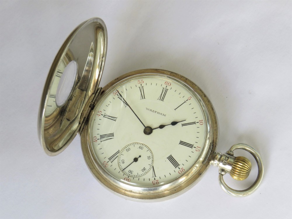 Antique Waltham silver half hunter pocket watch View II