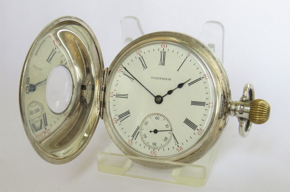 Antique Waltham silver half hunter pocket watch View III