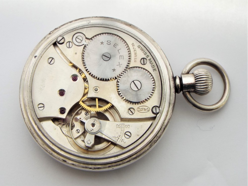 A 1930s silver Selex pocket watch by Dimier Freres & Cie .   View III