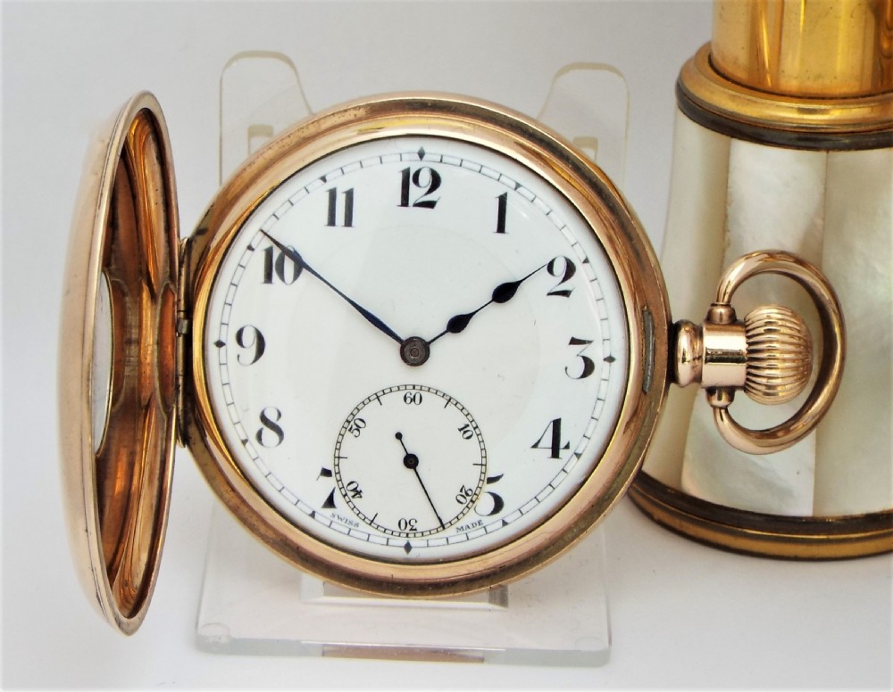 Antique Syren half hunter pocket watch. View II