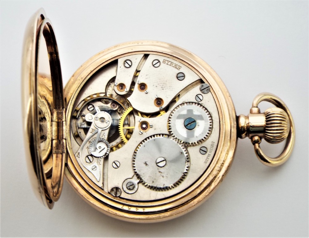 Antique Syren half hunter pocket watch. View VI