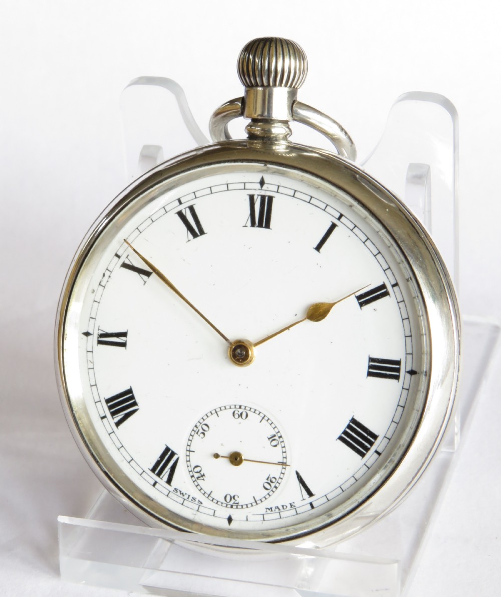 Antique Swiss silver pocket watch and chain View II