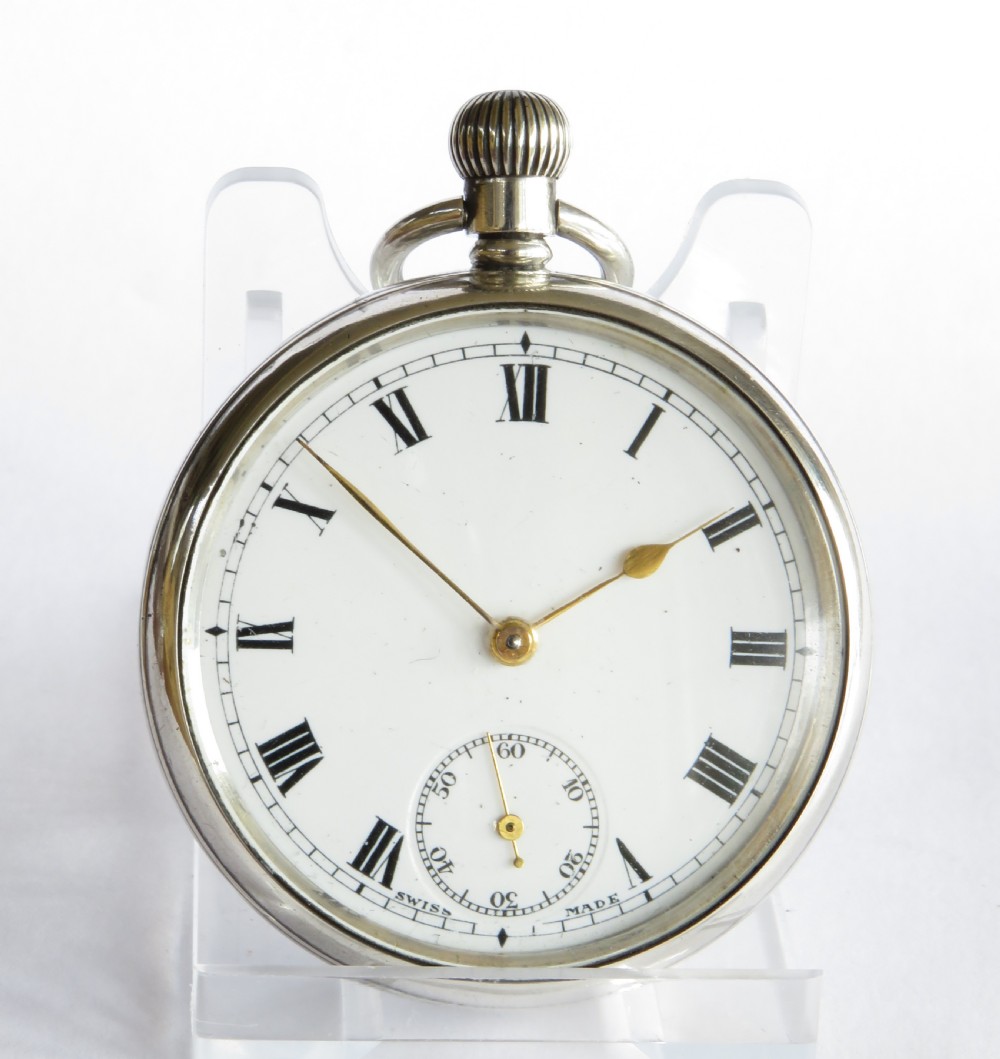 Antique Swiss silver pocket watch and chain View III