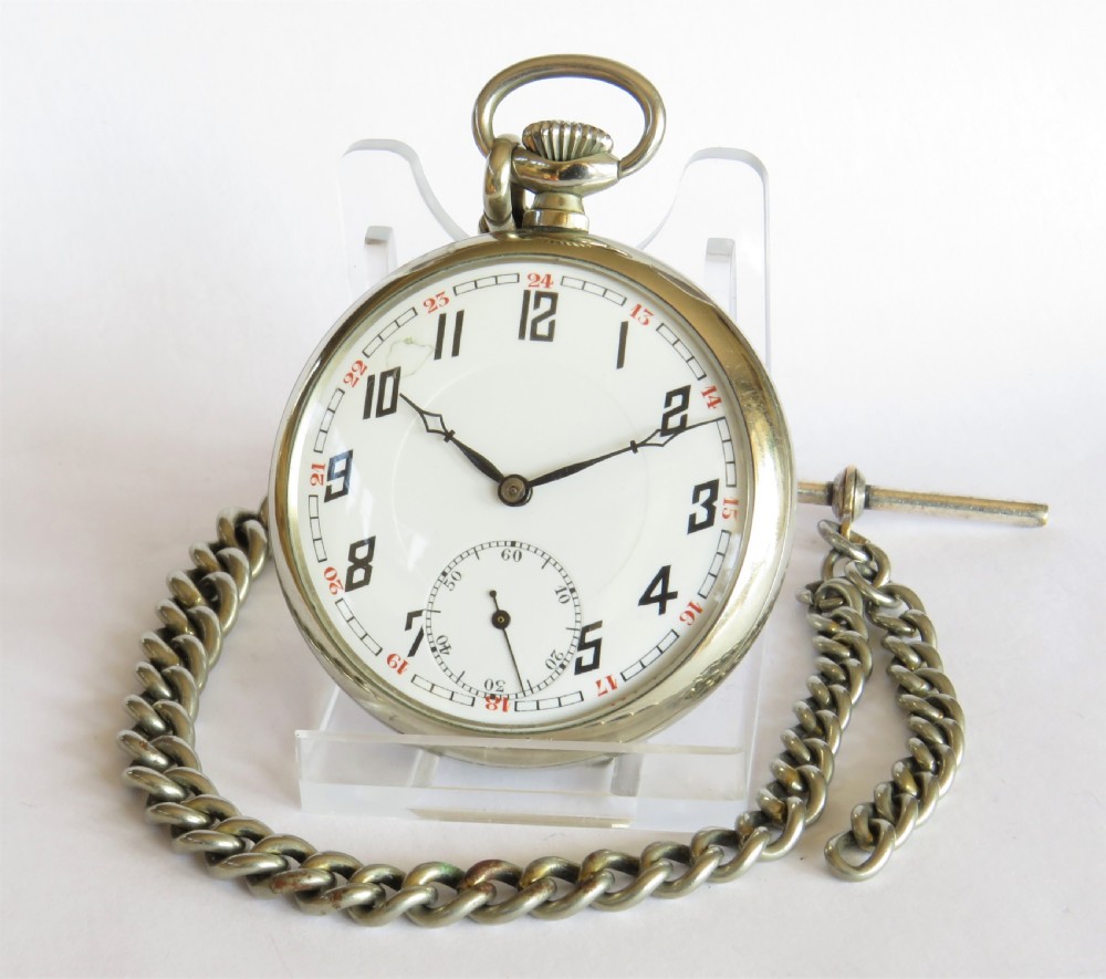 1920s nickel pocket watch and chain