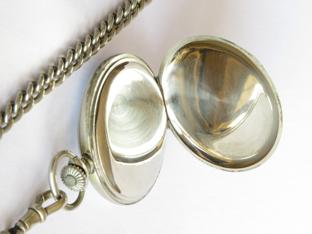 1920s nickel pocket watch and chain View III
