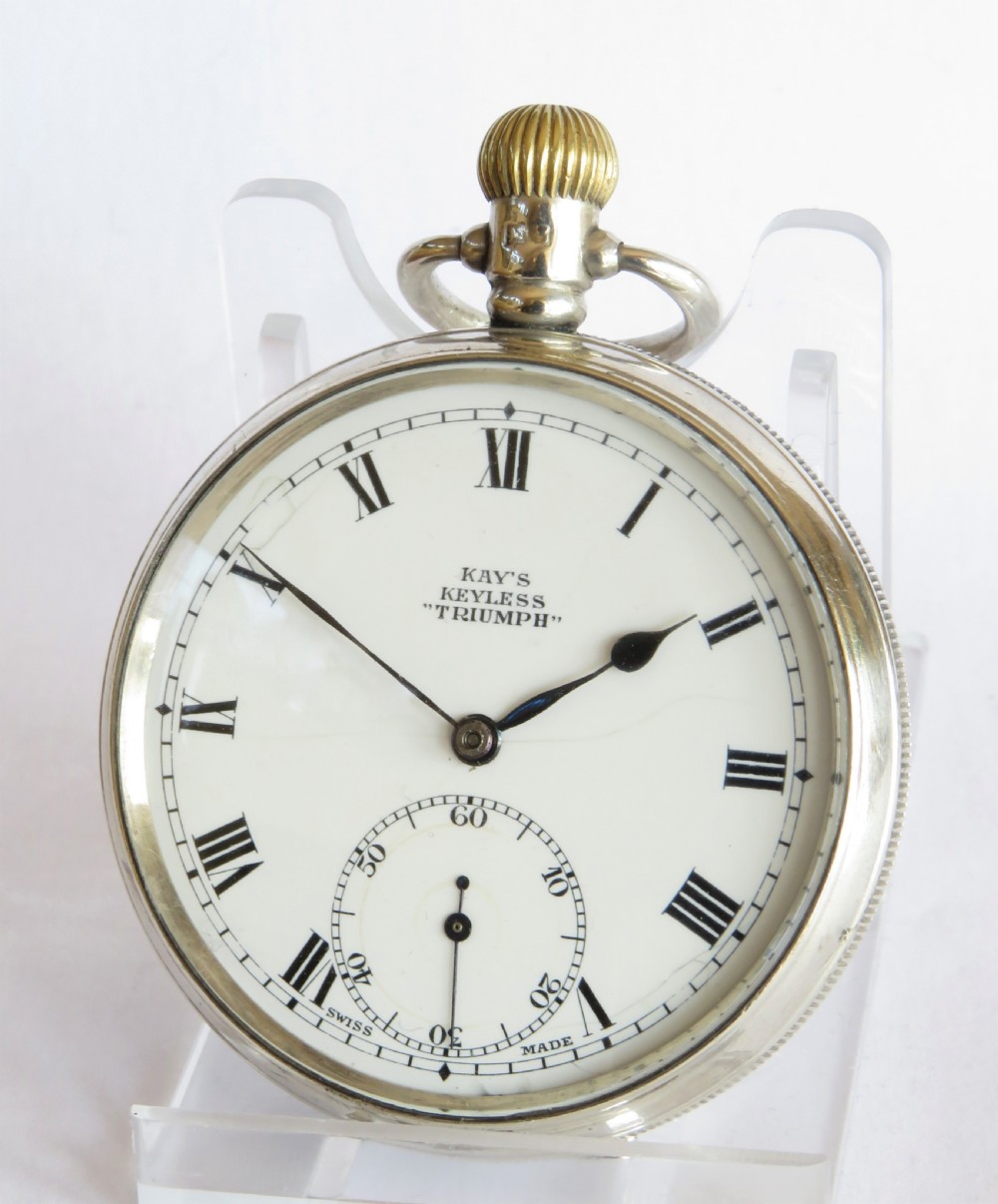 1924 silver Kays Keyless “Triumph” pocket watch