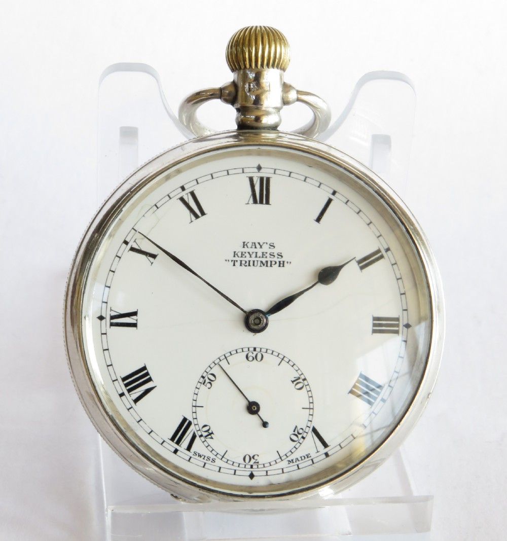 1924 silver Kays Keyless “Triumph” pocket watch View II