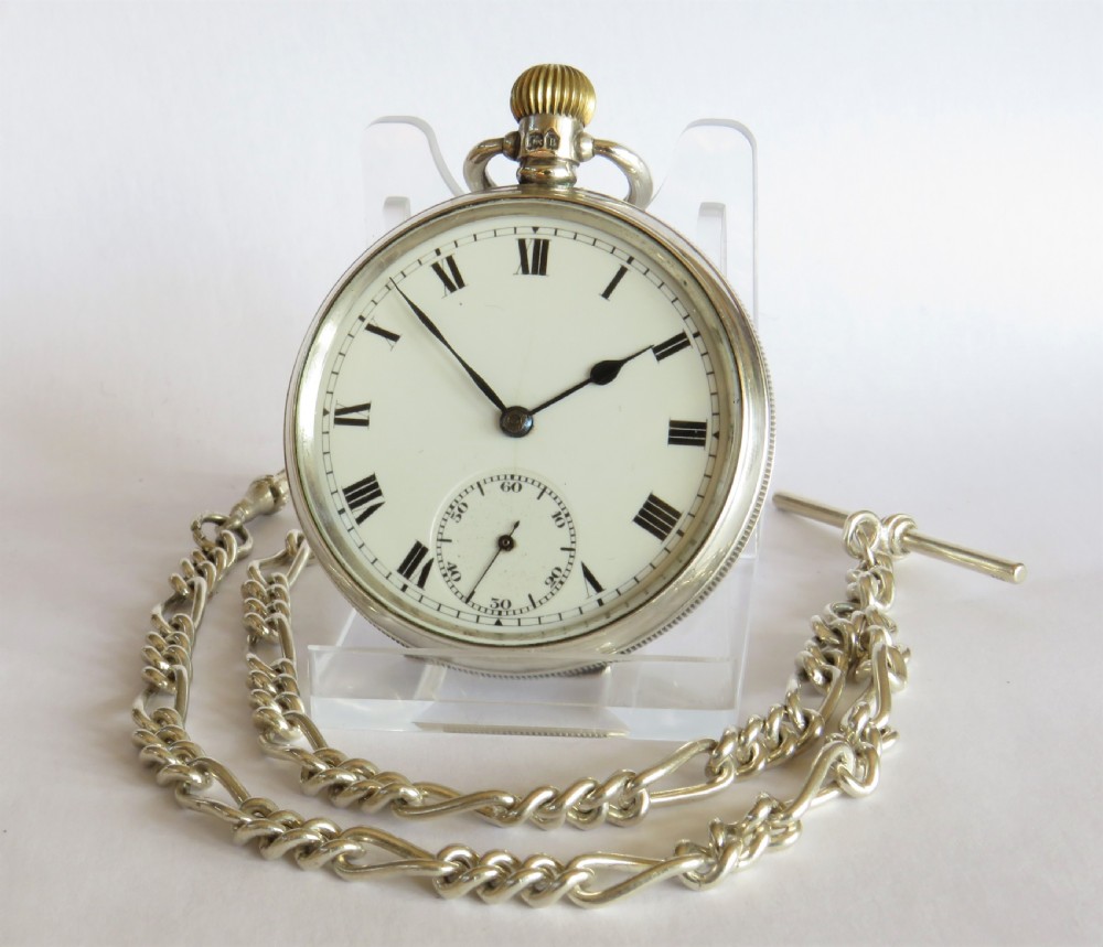 Antique H Williamson silver pocket watch & chain