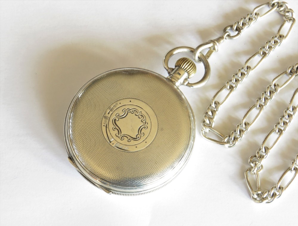 Antique H Williamson silver pocket watch & chain View III