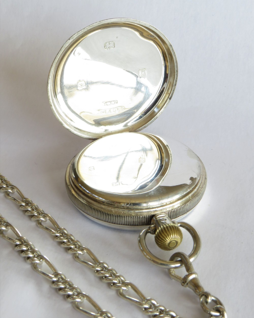Antique H Williamson silver pocket watch & chain View IV