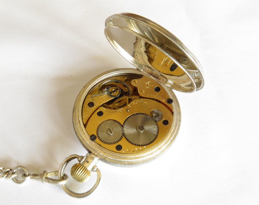 Antique H Williamson silver pocket watch & chain View V