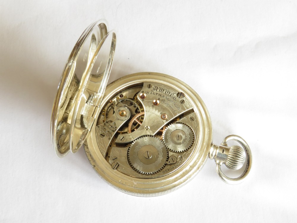 Antique silver Waltham full hunter pocket watch View III