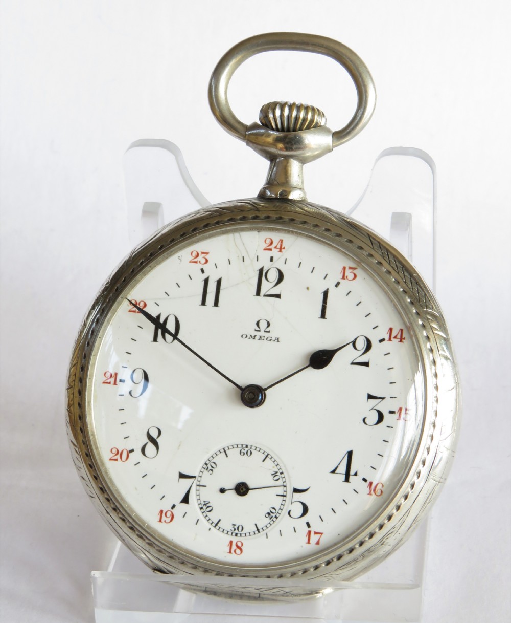 Antique silver Omega pocket watch, c1914