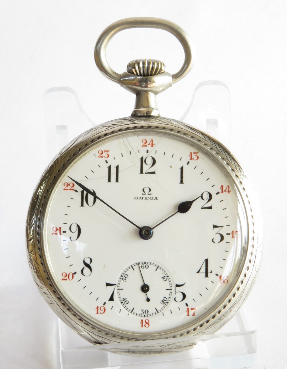 Antique silver Omega pocket watch, c1914 View II