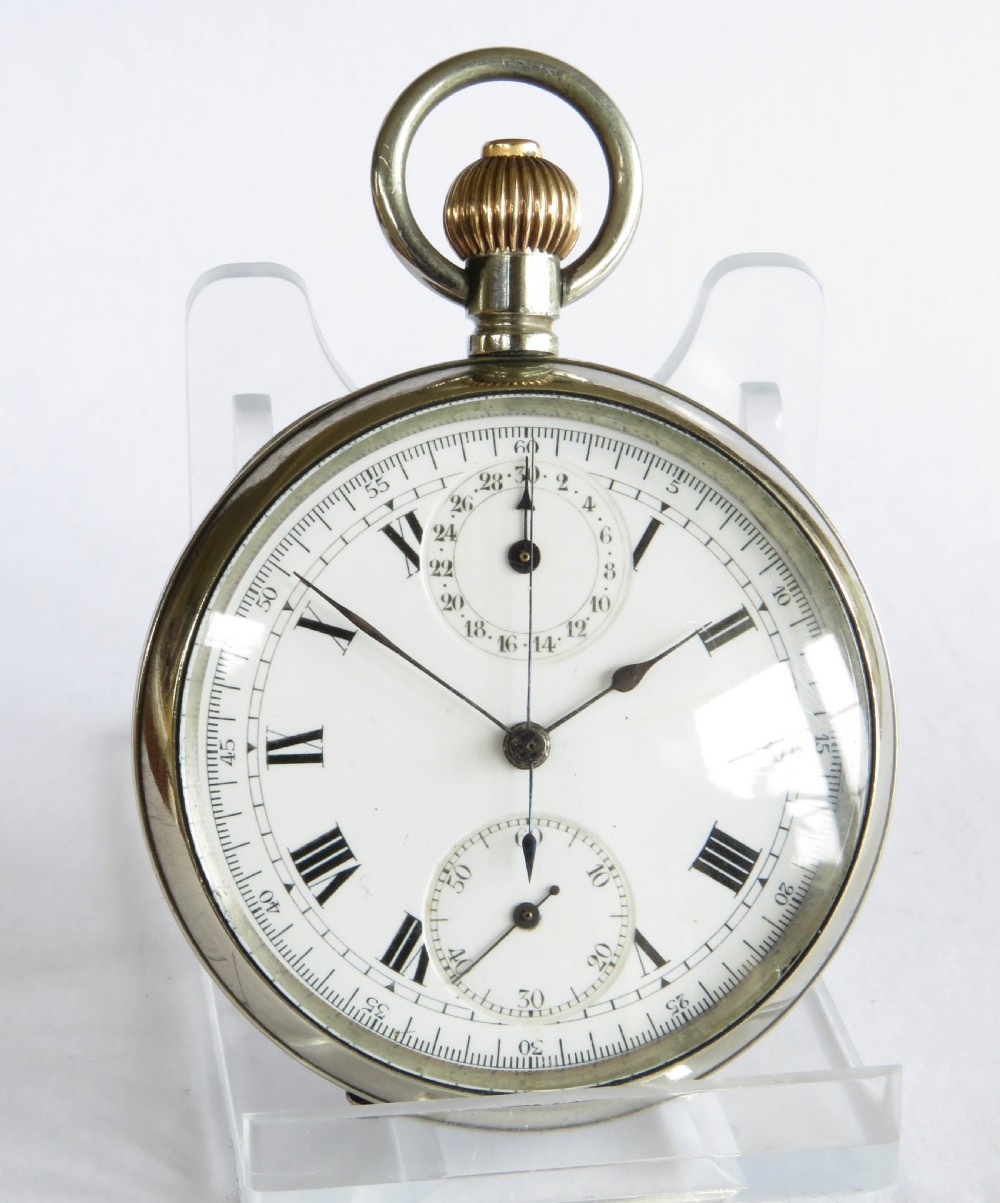 Minerva chronograph pocket watch, c1920 View II