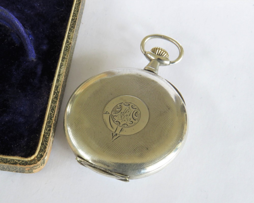 Antique silver Lanco pocket watch, 1912 View V