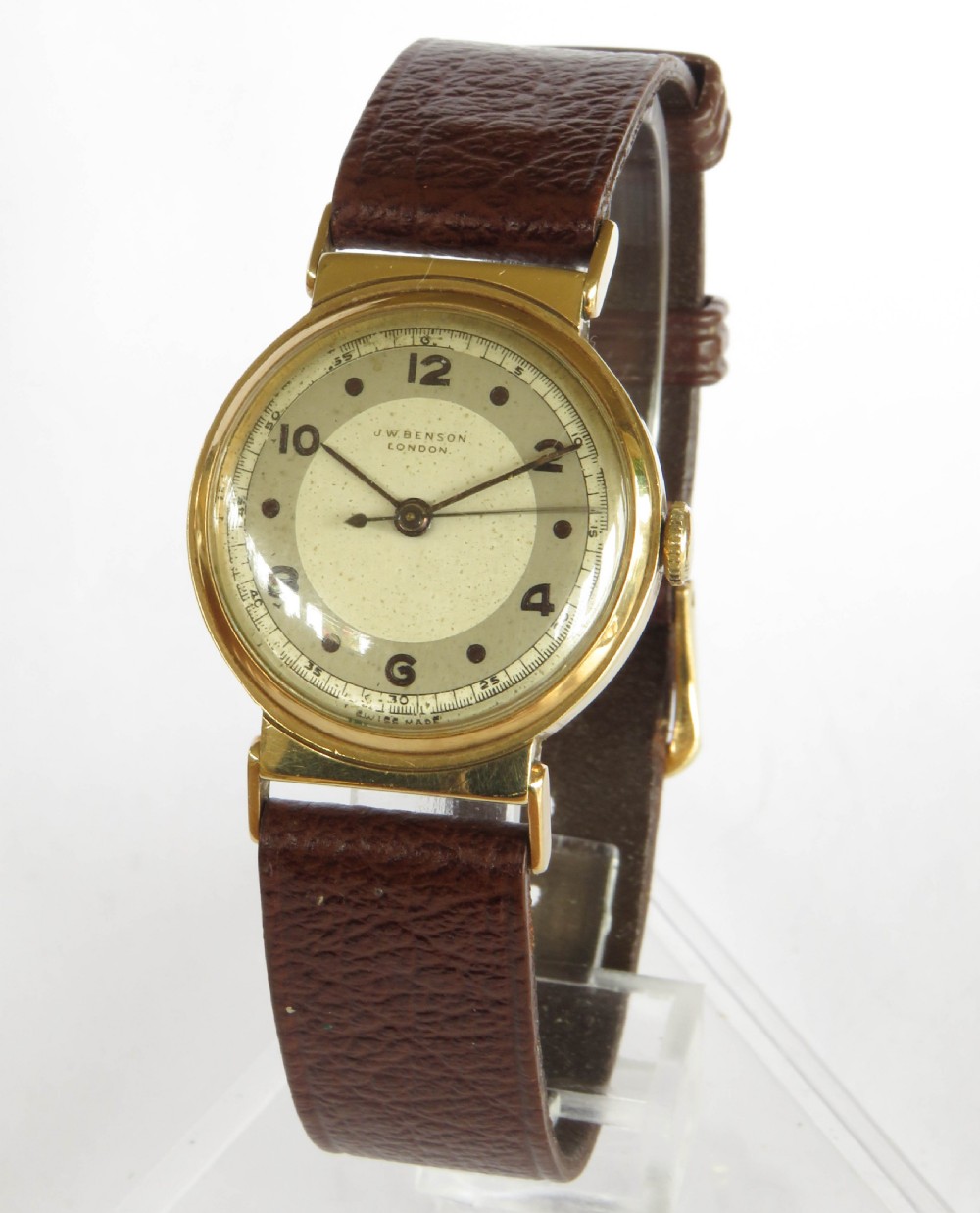 J W Benson 9ct gold mid-size wrist watch, 1949