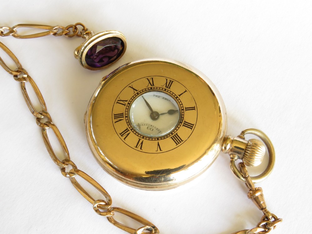 Antique “The Angus” full hunter pocket watch and chain View III