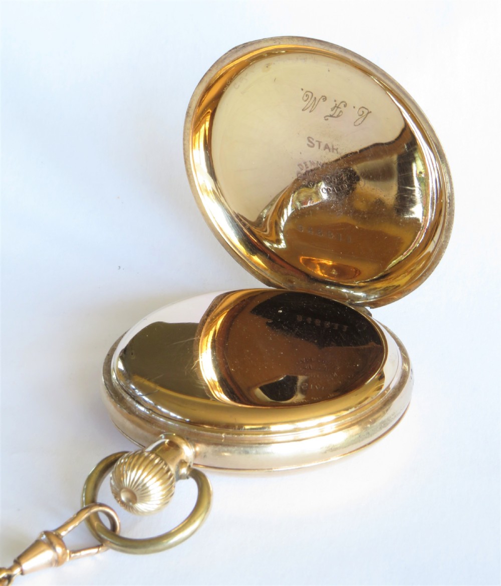 Antique “The Angus” full hunter pocket watch and chain View V