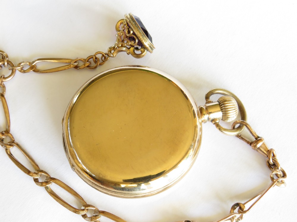 Antique “The Angus” full hunter pocket watch and chain View VI