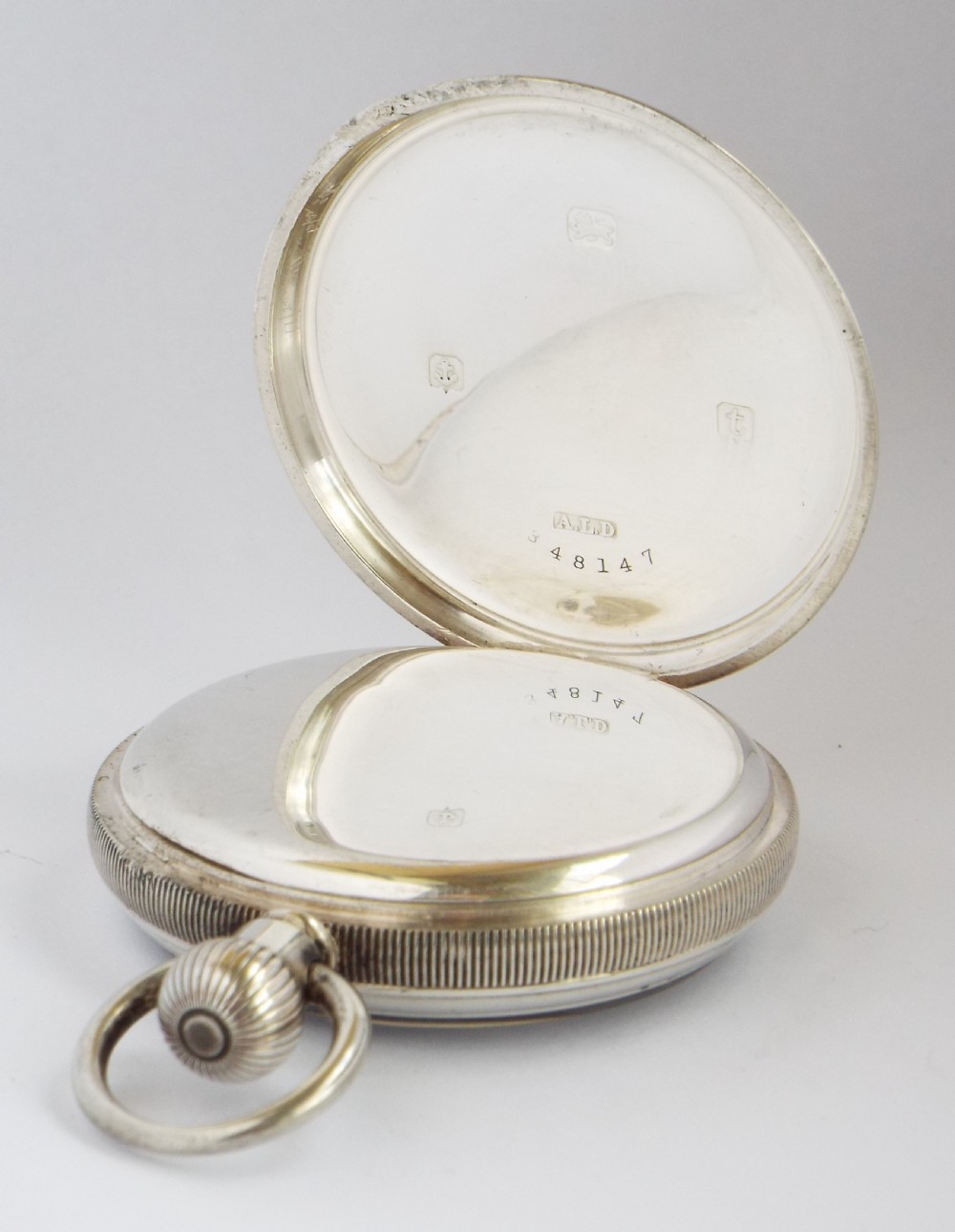 Antique silver Buren pocket watch, 1918. View III