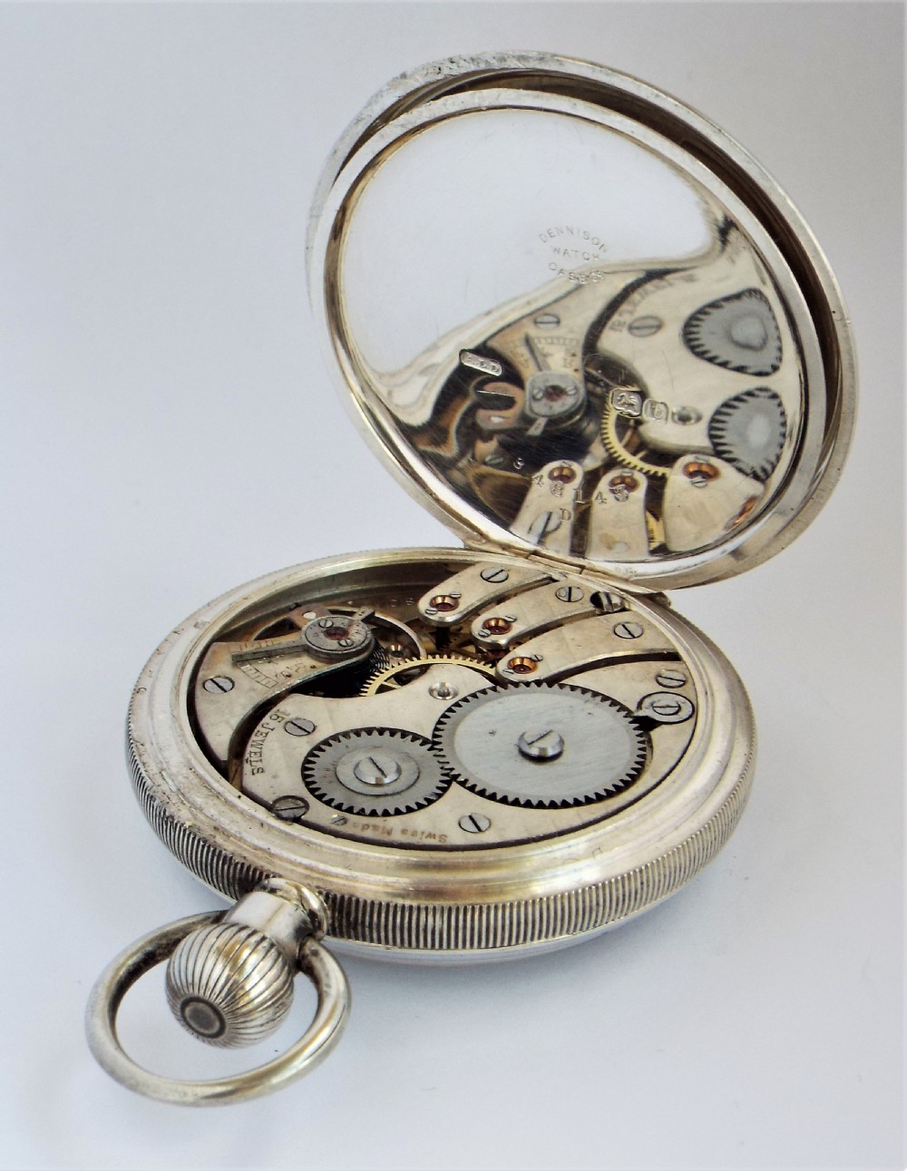 Antique silver Buren pocket watch, 1918. View IV